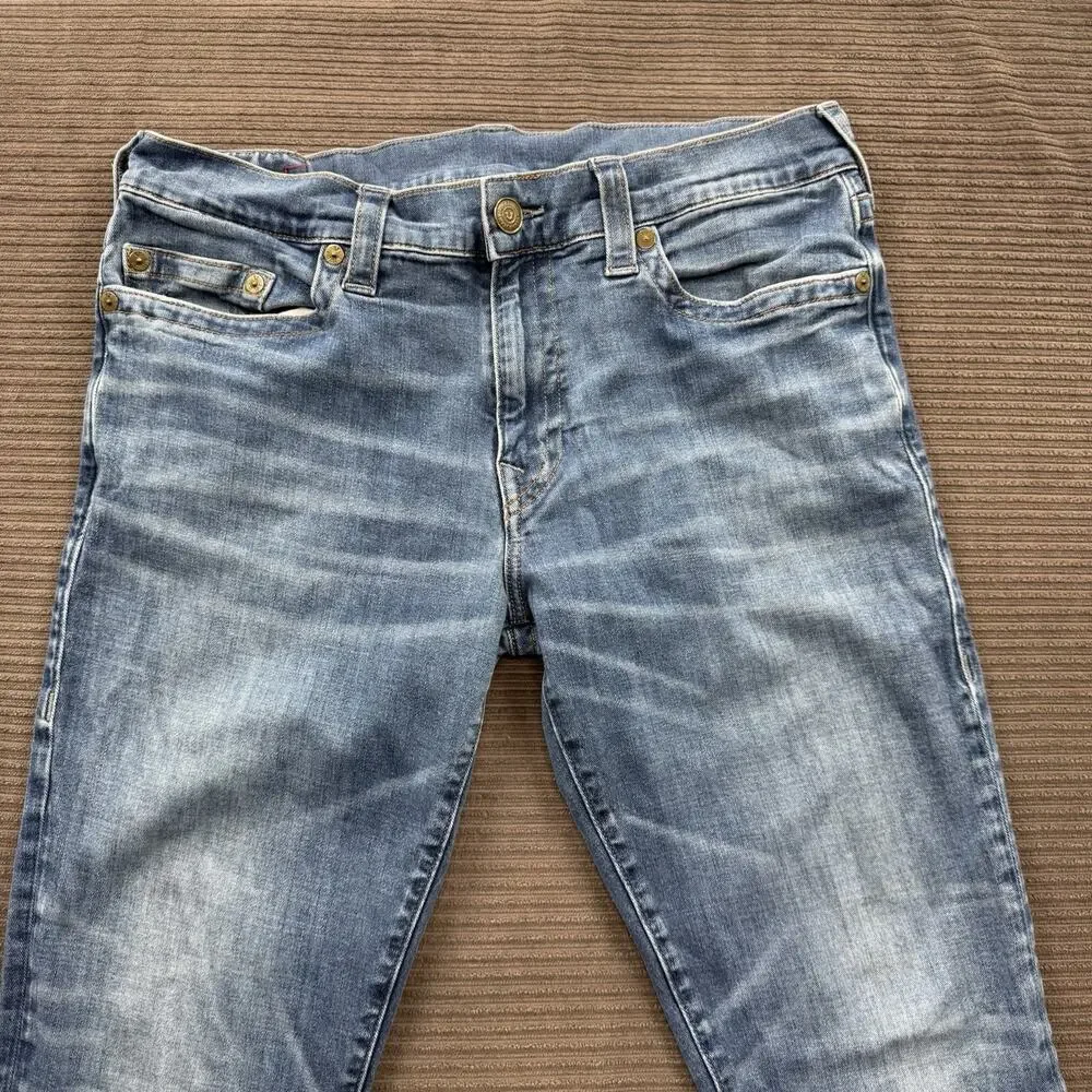 True Religion Jeans Men 36/31 (Measured 34/31) Blue Geno Relaxed Slim‎ Designer.